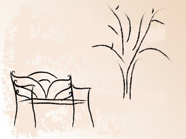 Bench and tree clipart