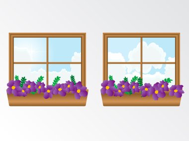 Window with flowers clipart