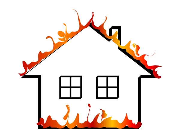 Brinnande hem — Stock vektor