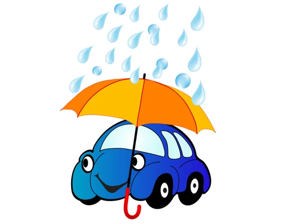 Car under umbrella — Stock Vector