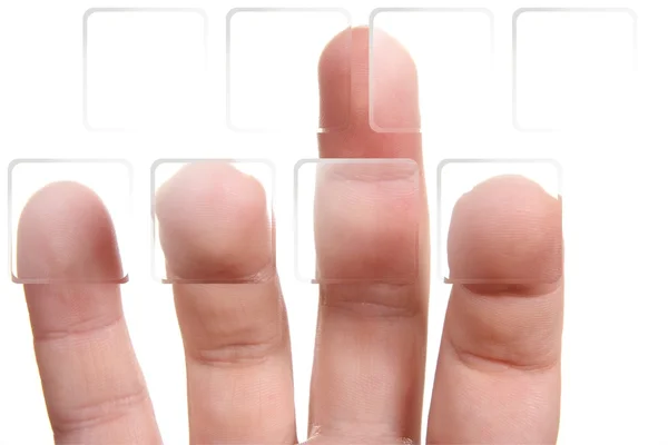 Пальцы на прозрачных кнопках — стоковое фото