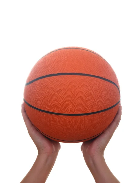 Main avec ballon de basket — Photo
