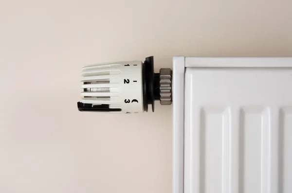 stock image White radiator with thermostat