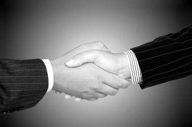 Business handshake b&w clipart