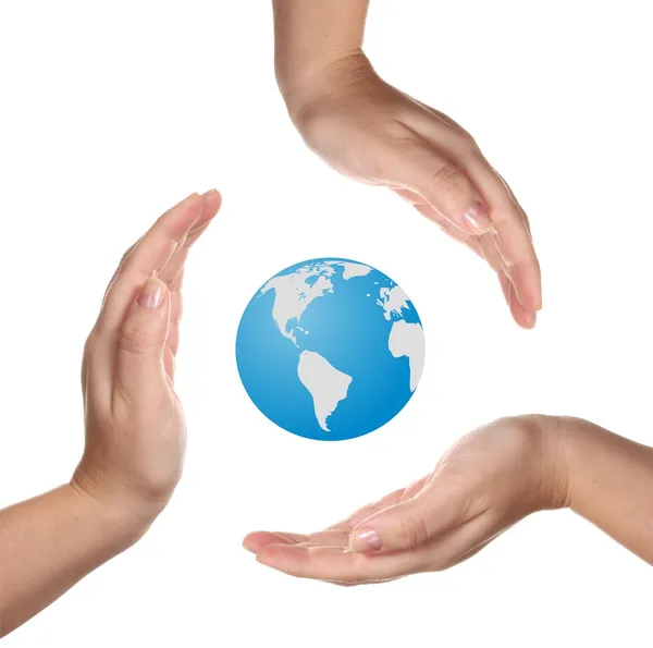 Hands over Earth globe — Stock Photo, Image