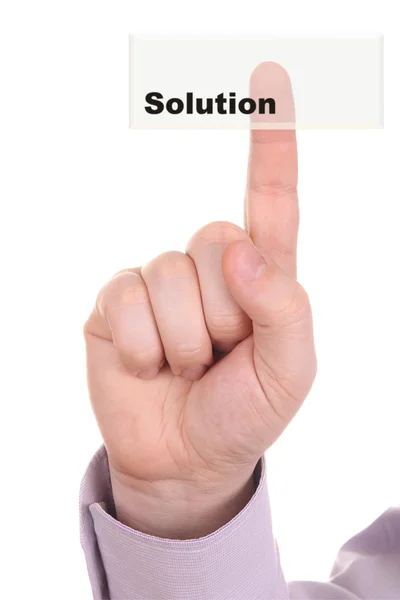 Finger on button solution — Stock Photo, Image