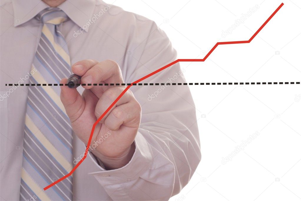 Businessman hand showing graph