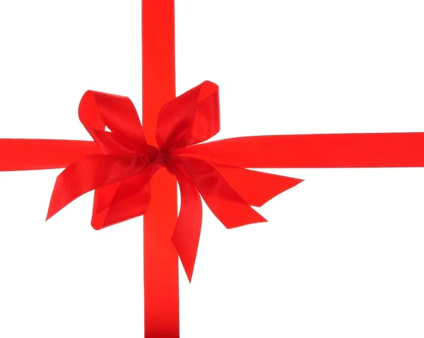 Big gift red bow with ribbon — Stock Photo, Image
