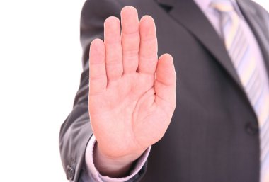 Men's hand signaling stop clipart