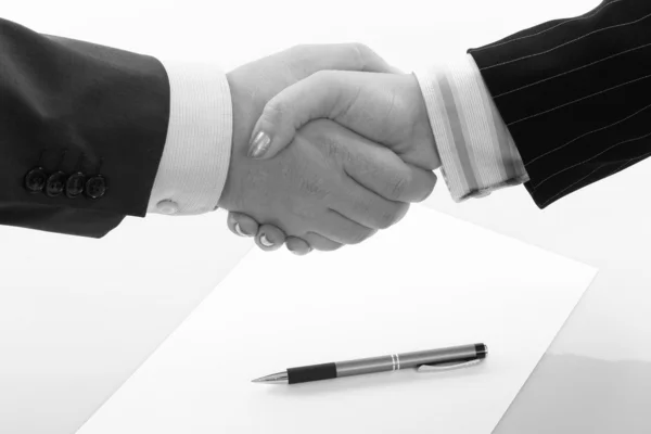 B&w obchodní handshake — Stock fotografie