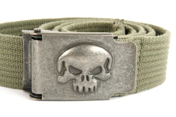 Material belts with metal scull — Stock Photo, Image