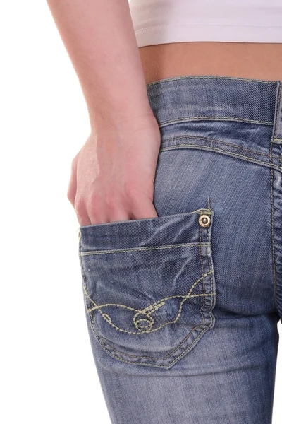Ruku v džínách kapsy — Stock fotografie