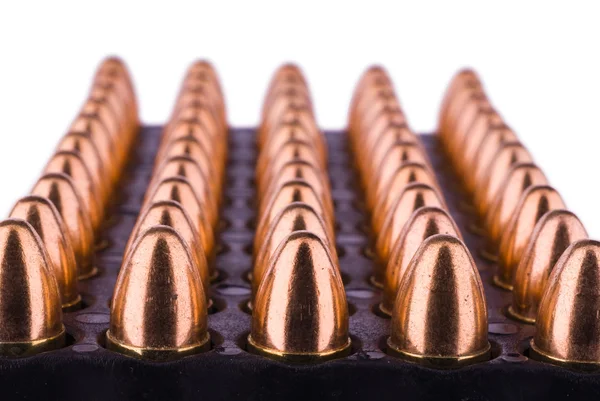 Tray with 9 mm cartridges — Stock Photo, Image