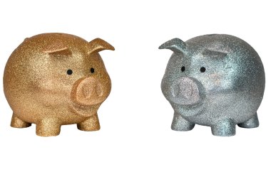 Gold and Silver Piggy Banks clipart