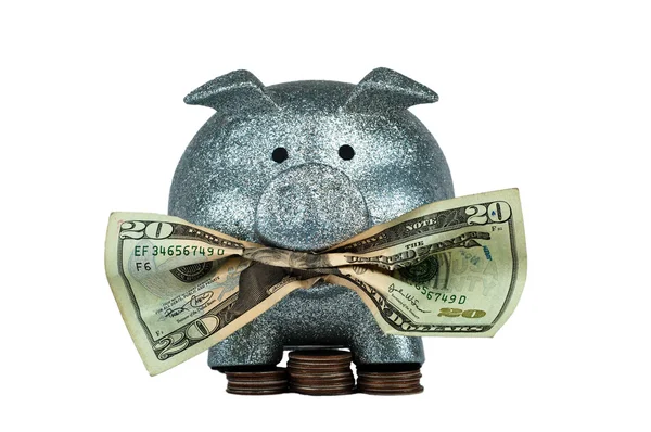Piggy Bank Eating Money — Stock Photo, Image