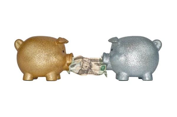 Gold and Silver Piggy Banks — Stock Photo, Image