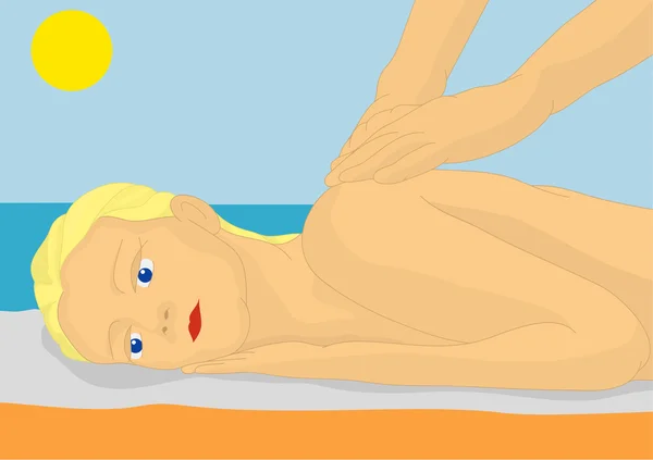 Massage sur la plage — Image vectorielle