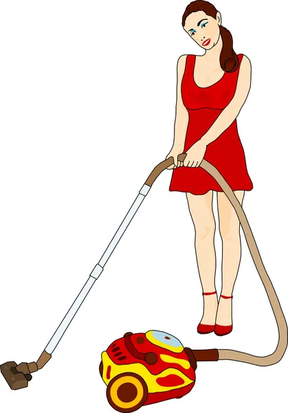 Femme de nettoyage — Image vectorielle