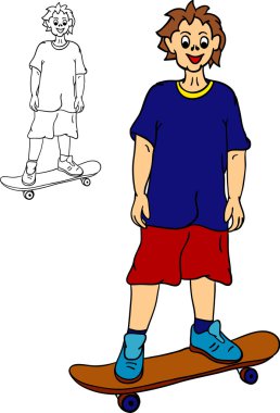 Boy goes to skateboar clipart
