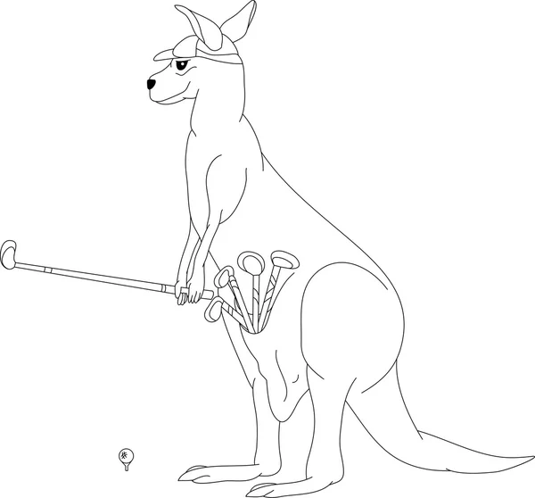 Canguru jogando golfe — Vetor de Stock