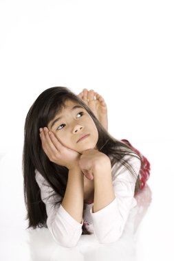 Little girl deep in thought clipart