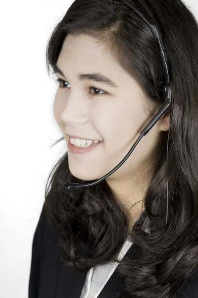 Jonge vrouw met headset — Stockfoto