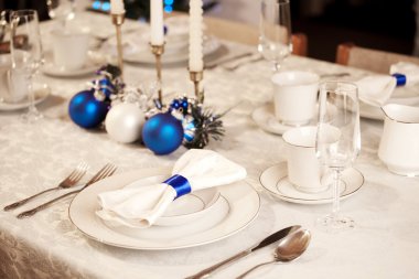 Elegant Christmas table setting clipart