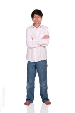 Twelve year old boy standing clipart