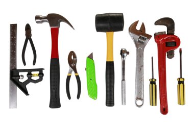 Array of tools isolated clipart