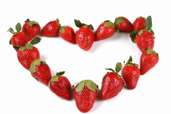 Strawberries in the shape of a heart — Stock Photo, Image