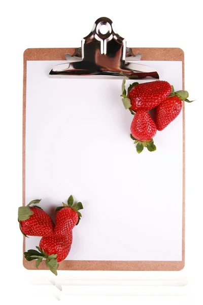 Strawberries on clipboard — Stock Photo, Image