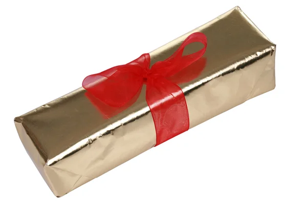 Elegantes rot-goldenes Geschenk — Stockfoto