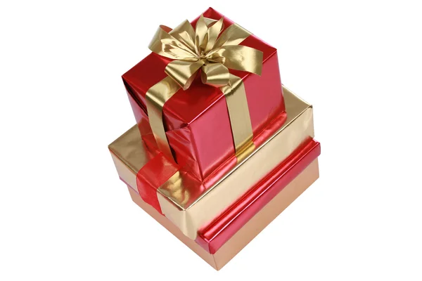 Елегантний червоний і золотий подарунок — стокове фото