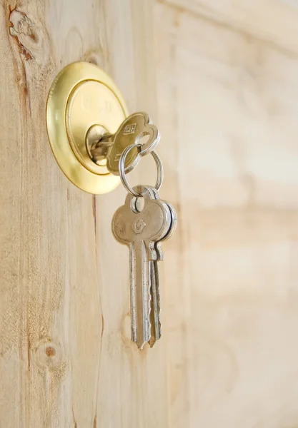 Key in open door — Stock Photo, Image