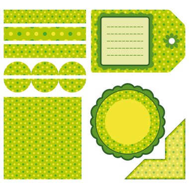 Easter set of green design elements clipart