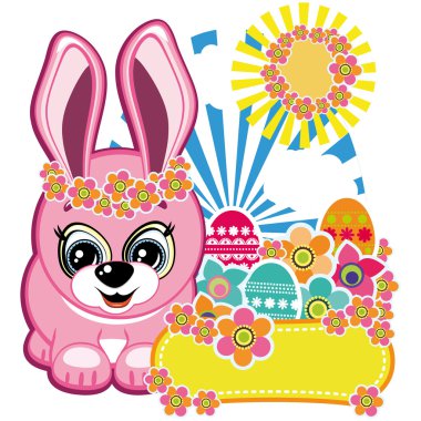 Floral background with Easter eggs clipart