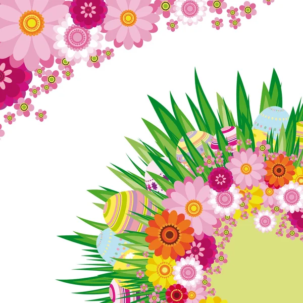 Paskalya yumurtaları ile çiçek arka plan — Stok Vektör