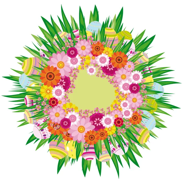 Fondo floral con huevos de Pascua — Archivo Imágenes Vectoriales