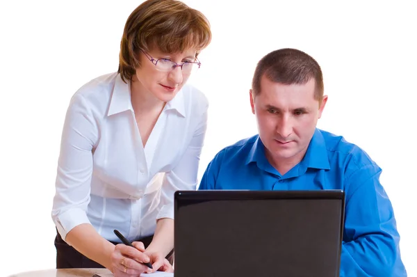 stock image Two businessmen with Laptop