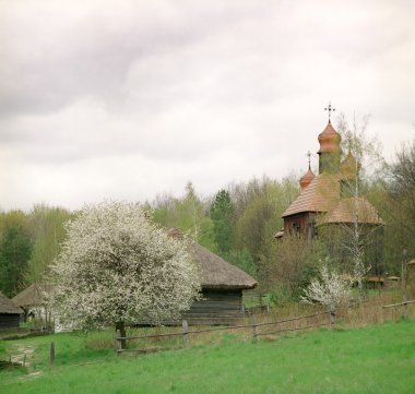 Orthodox wooden church clipart