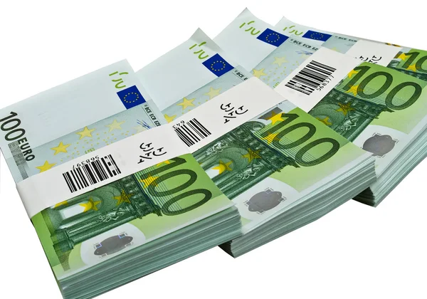 Notas de euro isoladas em branco — Fotografia de Stock