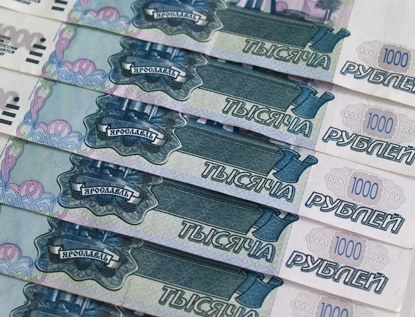 Тисяча рублевих банкнот — стокове фото