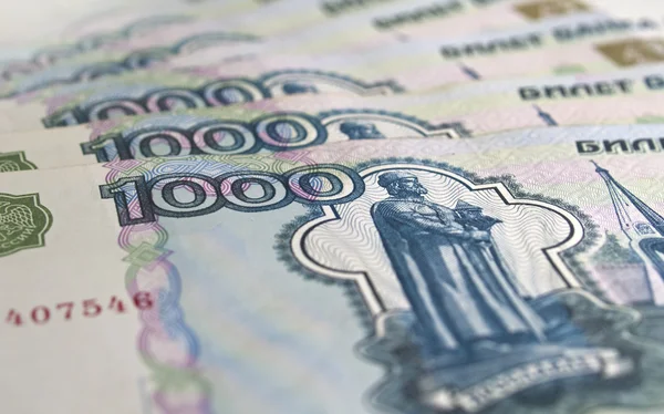 Bin tane Rublesi banknotlar — Stok fotoğraf