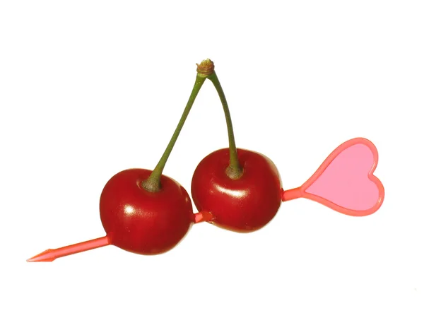 Two cherries on white background. — Stock Photo, Image