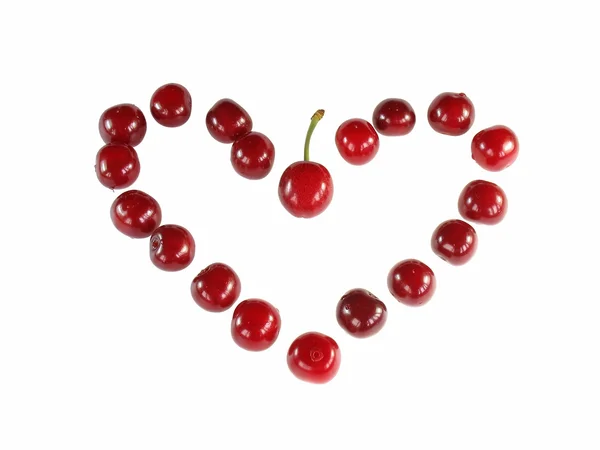 Valentine from bright ripe cherries. — Stock Photo, Image