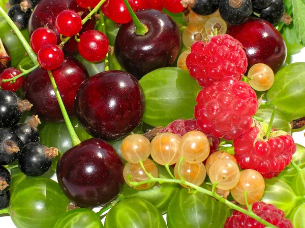 Berries cherry, currant, gooseberry. — Stock Photo, Image