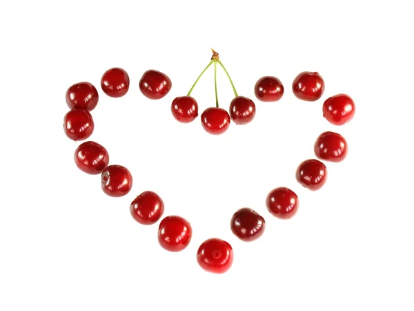 Valentine from ripe cherries. — Stock Photo, Image