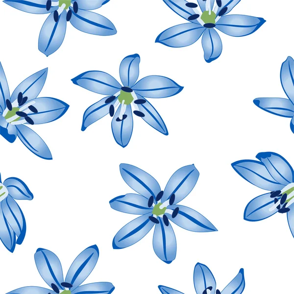 Blauwe bloemen op witte achtergrond. — Stockvector