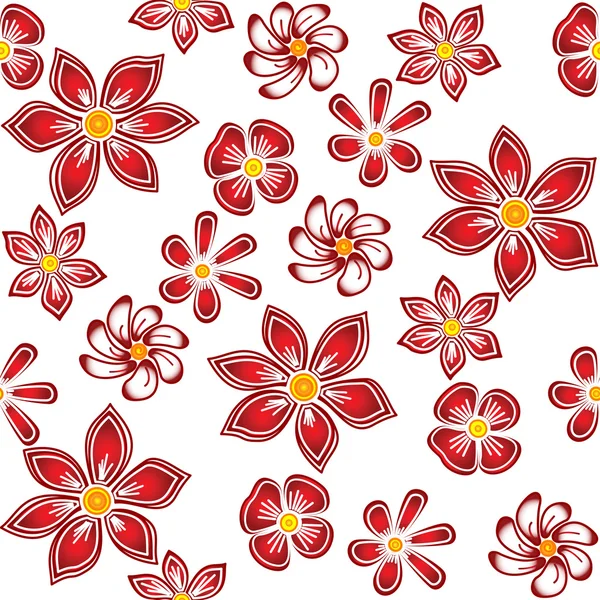 Red flowers on white background. — Stock Vector