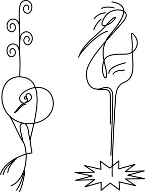 Two birds. Crane and heron. clipart